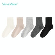 沃尔玛在售！vonevene 往往 男女精梳棉3A抗菌纯色中长筒袜 5双￥14.90 6.0折