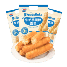 光明 牛奶手撕棒面包 310g*1袋 约10枚10.9元