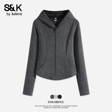 Baleno 班尼路 S&K系列 开衫连帽卫衣 女士短款外套券后39.9元