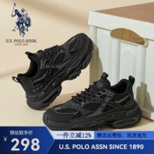 美国马球协会（U.S.POLO ASSN.）厚底老爹鞋男2025新款男鞋夏季透气运动鞋男士网面增高休闲鞋子男 黑色 39 (245mm) 标准运动鞋码-334元 (券后省24)
