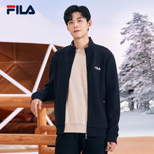 FILA 斐乐 男装针织外套秋冬基础简约休闲通勤立领上衣男 传奇蓝-NV409元