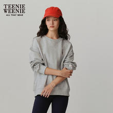 TEENIE WEENIE 小熊秋季圆领套头卫衣学院风短款上衣休闲时尚女 浅灰色 160/S152.5元
