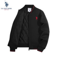 U.S. POLO ASSN. 美国马球协会 夹克外套男秋冬休闲男士立领飞行茄克宽松保罗上衣 黑色89.5元