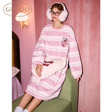 GUKOO 果壳 冬季保暖舒适小兔子卡通满印甜美女士家居服睡裙45.5元