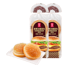 嘉顿汉堡面包胚新鲜含芝麻面营养早餐下午茶糕点225g*2袋【仅限广东】3.9元/2包