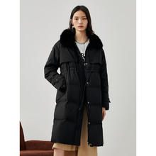 PEACEBIRD 太平鸟 中长款毛领羽绒服 黑色399.5元