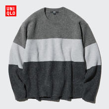 UNIQLO 优衣库 女装souffle yarn舒芙蕾圆领拼色针织衫/毛衣毛衫473051 06 铅灰色 XS /150/76A64元