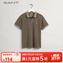 GANT 秋冬撞色翻领珠地布商务休闲美式短袖男polo衫 333咖色 S114元