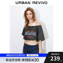 UR2025秋季新款女装复古潮流印花不对称斜肩领T恤UYV450121 深灰 XS172.1元 (券后省0.72)