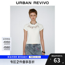 UR2025夏季新款女装潮流休闲印花短款修身短袖T恤UYV450096 本白 S56.9元 (满2件9折,券后省0.72)