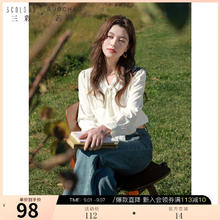 3COLOUR 三彩 大码女装 法式翻领飘带衬衫 1013374451976198元