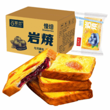 百草恋 蓝莓岩烧吐司面包 50g*10包 共500g*1箱12.9元（需领券）