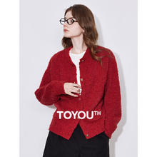 TOYOUTH 初语 女针织开衫外套上衣 新年红 常规94元