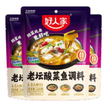 好人家0添加老坛酸菜鱼调料 酸菜鱼调料220g*3袋【鱼调料】17.7元 (送赠品,券后省3)