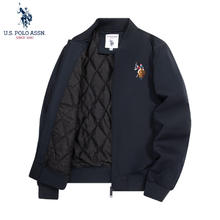 U.S. POLO ASSN. 美国马球协会 夹克外套男秋季男士休闲立领飞行茄克保罗宽松上衣深蓝99.5元
