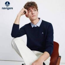 Navigare 意大利小帆船 25秋冬新款男士假两件衬衫领针织衫新低187元包邮