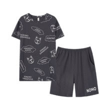 超V：芬腾 纯棉100%棉可外穿短袖短裤睡衣男士家居服套装46.5元（1折）