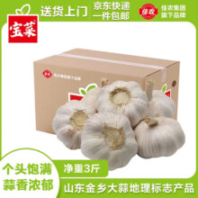 京鲜生&佳农宝菜山东金乡大蒜精选净重3斤果径约5cm+源头直发包邮15.9元自营包邮，新客减1元*金乡大蒜 个头大 颗颗精选