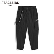 PEACEBIRD 太平鸟 男装时尚黑色工装口袋户外直筒潮牌休闲裤长裤男52元