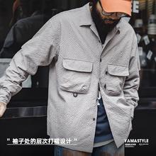 MADEN 马登 山系户外古巴领泡泡纱长袖衬衫免烫抗皱口袋薄衬衣55.86元