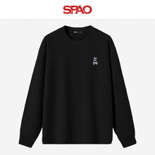 SPAO 纯棉长袖T恤男女同款 黑/海军熊-贴布绣30.4元（需买2件，需用券）