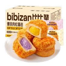 需首购：比比赞 爆浆肉松面包 芋泥+奶黄混合装420g2.16元包邮（需砸券）