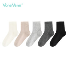 沃尔玛在售，vonevene 往往 男女精梳棉3A抗菌纯色中长筒袜 5双14.9元包邮