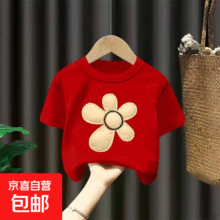 100%纯棉儿童短袖t恤夏季装2025新款中大童男女孩半袖童装宝宝衫 2365红色 1105元（需领券）
