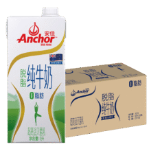 安佳 新西兰进口 纯牛奶 1L 脱脂 12盒105.2元