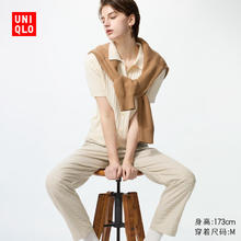UNIQLO 优衣库 开业价女装全棉舒适九分裤/长裤加长款66cm~68cm481412 33 卡其色 XS /150/60A券后94.05元