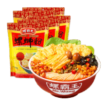 螺霸王螺蛳粉 广西特产柳州螺狮粉  原味330g*5袋+大片腐竹*2袋52.5元 (券后省5)