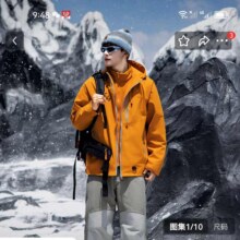 蕉下森林多巴胺户外三合一冲锋衣登山服情侣款工装外套连帽防风防水夹克 金沙桔 2XL