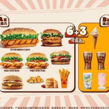 再降价：美团 汉堡王 6+3组合随心配（可复选）45.9元（原价93元）