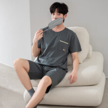 百亿补贴：顶瓜瓜【抗菌防螨】夏季纯棉睡衣男短袖短裤薄款休闲家居服套装 YSM66021男 XL89.6元拍2件(合44.8元/件)