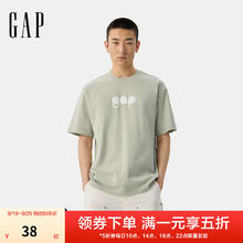 Gap 盖璞 男女装夏季新款纯棉泡泡胶印logo短袖T恤 729127券后38元