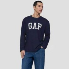 Gap 盖璞 2025秋季新款 男女logo纯棉宽松圆领长袖T恤 786274新低64.5元包邮