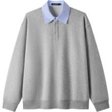 gxgjeans 25年秋新品 双色假两件翻领卫衣 浅灰色券后119元
