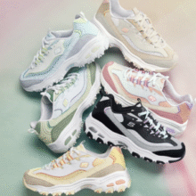 清新撞色！Skechers 斯凯奇 D'Lites系列 小冰熊女子厚底老爹鞋运动鞋896209 多色