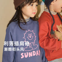 papa 爬爬 秋冬儿童卫衣登山绒中高领男女宝宝印花上衣加厚保暖洋气 蓝色 110cm券后69元