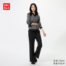 优衣库女装 弹力喇叭裤/聪明裤西裤通勤裤加长款 黑色74.5元（需领券）