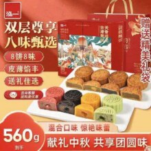 泓一  双层月饼礼盒 560g*1盒 共8枚8种口味0元