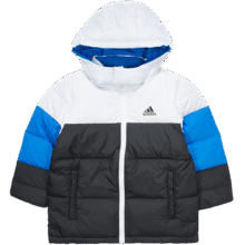 限尺码：adidas 男款小童连帽宽松羽绒服119元