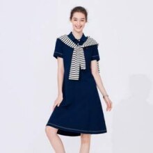 Navigare 意大利小帆船 女士气质修身短袖Polo连衣裙2322874506新低224.5元包邮