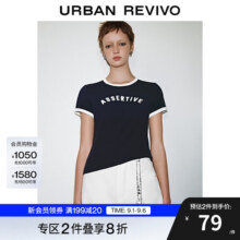 UR2025夏季新款女装休闲简约字母撞色边短袖T恤UYY450152 墨蓝 XS71.3元 (满2件9折,券后省0.72)
