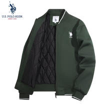 U.S. POLO ASSN. 美国马球协会 夹克外套男秋冬休闲男士立领飞行茄克宽松保罗上衣 墨绿89.5元
