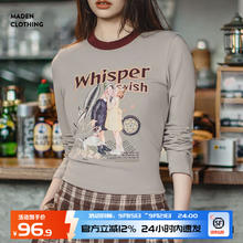 MADEN 马登 美式机车长袖 复古插画 滚边Ringer外穿券后69.9元
