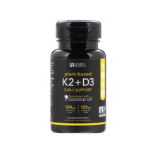 Sports ResearchD3+K2植物基素食软胶囊125微克/100微克 60粒 钙吸促进姜黄防降解299.2元 (每满300减30,券后省20)