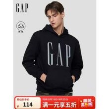 Gap 盖璞 25年秋季新款 男女大Logo印花套头连帽抓绒卫衣 786923新低114元包邮
