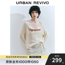 UR2025秋季新款女装慵懒休闲一字领字母长袖针织衫UYL950079 米白 XS224.3元 (券后省0.75)