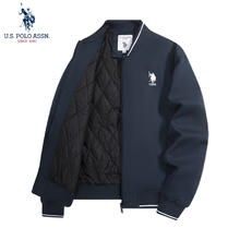 U.S. POLO ASSN. 美国马球协会 夹克外套男秋冬休闲男士立领飞行茄克宽松保罗上衣 深蓝89.5元